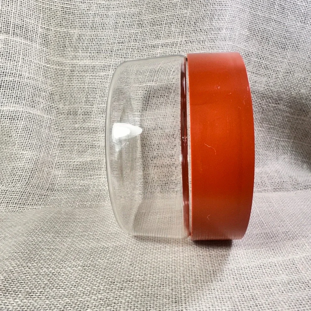 Vintage Pyrex 7080-C Clear Glass Storage Bowl‎ with Orange Lid Retro USA Made